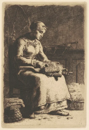 The Wool Carder (La Cardeuse) by Jean-François Millet, print, 1850-1860
