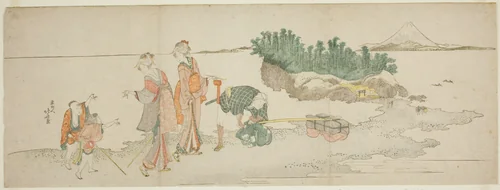 Visitors to Enoshima by Katsushika Hokusai (葛飾 北斎), print, 1796-1809