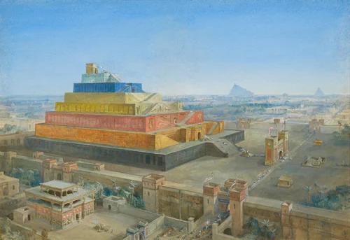 The Tower of Babel or Birs Nimrud Restored by William Simpson, artwork