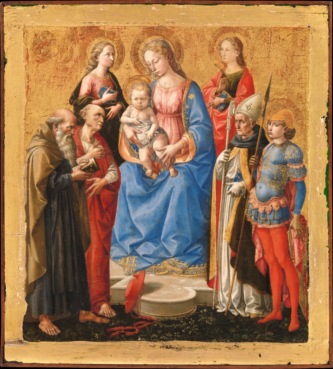 Madonna and Child with Six Saints by Pesellino, painting, 1447-1449