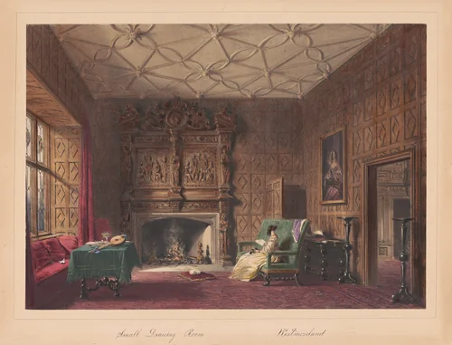 Small Drawing Room, Levens, Westmorland by Joseph Nash, print, 1849