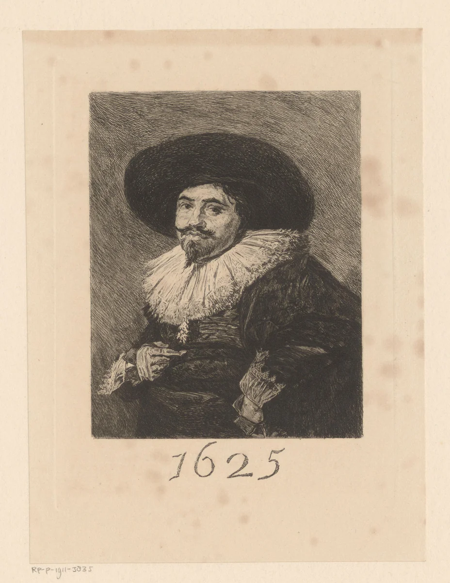 Portret van een onbekende man by William Unger, print, 1847-1889