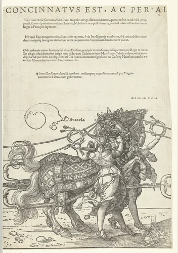 Triomfwagen van keizer Maximiliaan I by Hans Guldenmund, print, 1527-1529