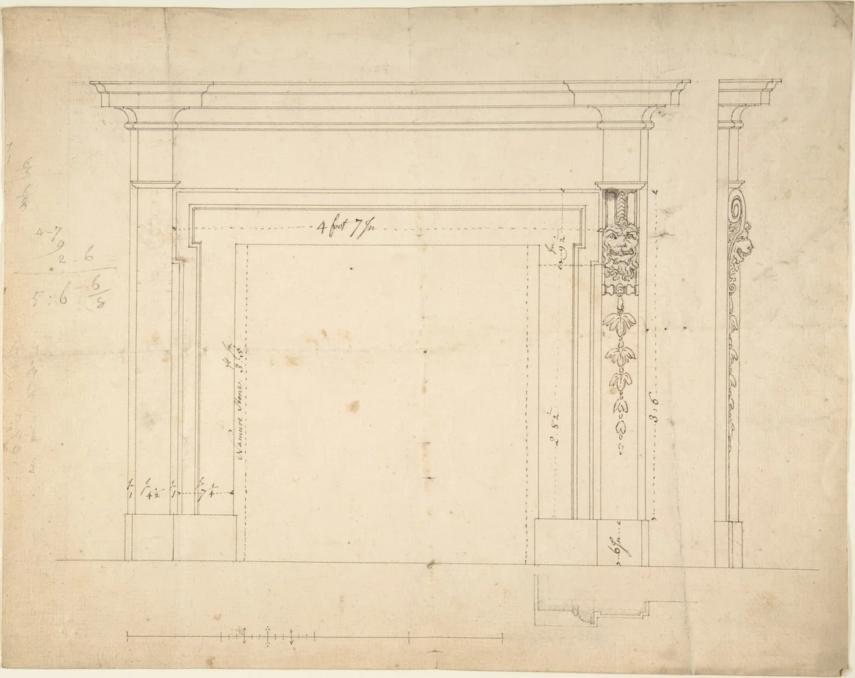 Design for a Chimneypiece by Sir William Chambers, drawing, 1740-1800