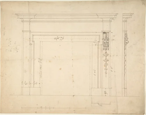 Design for a Chimneypiece by Sir William Chambers, drawing, 1740-1800