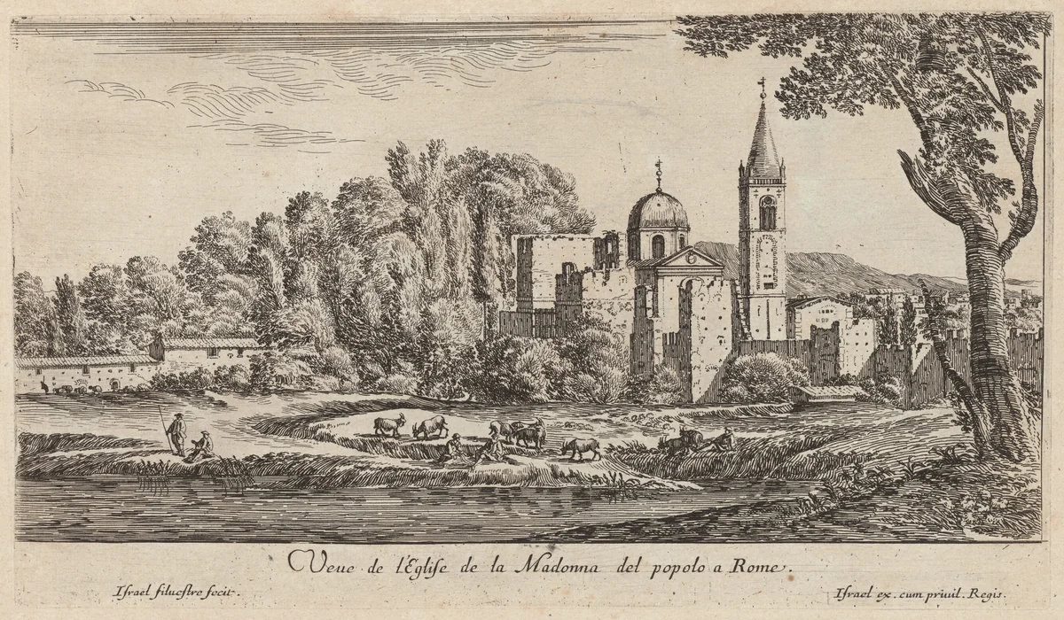 Veue de l'Eglise de la Madonna del popolo à Rome by Israël Silvestre, print, 1640-1660