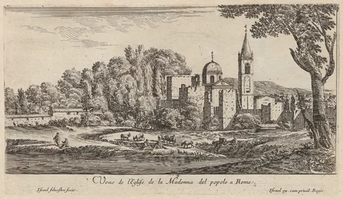 Veue de l'Eglise de la Madonna del popolo à Rome by Israël Silvestre, print, 1640-1660