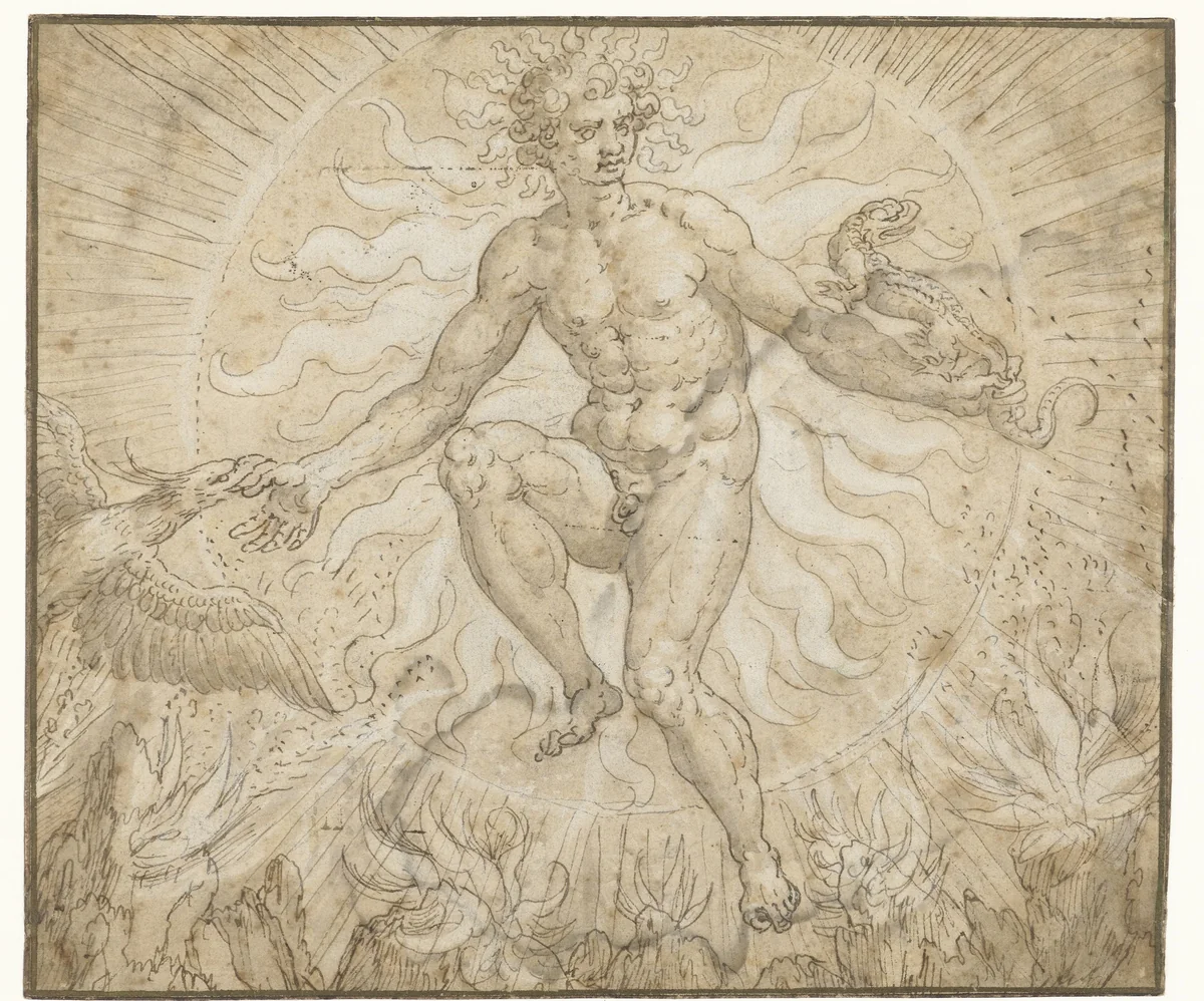 Ignis by Maerten de Vos, drawing, 1542-1603