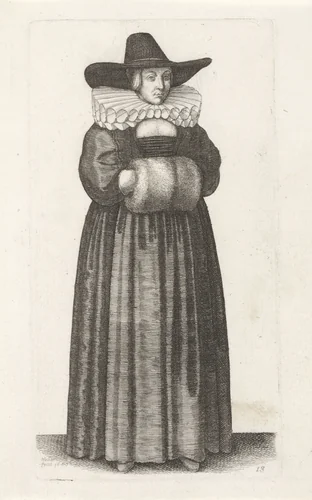 Ornatus Muliebris Anglicanus (De kleding van Engelse vrouwen) by Wenceslaus Hollar, print, 1640