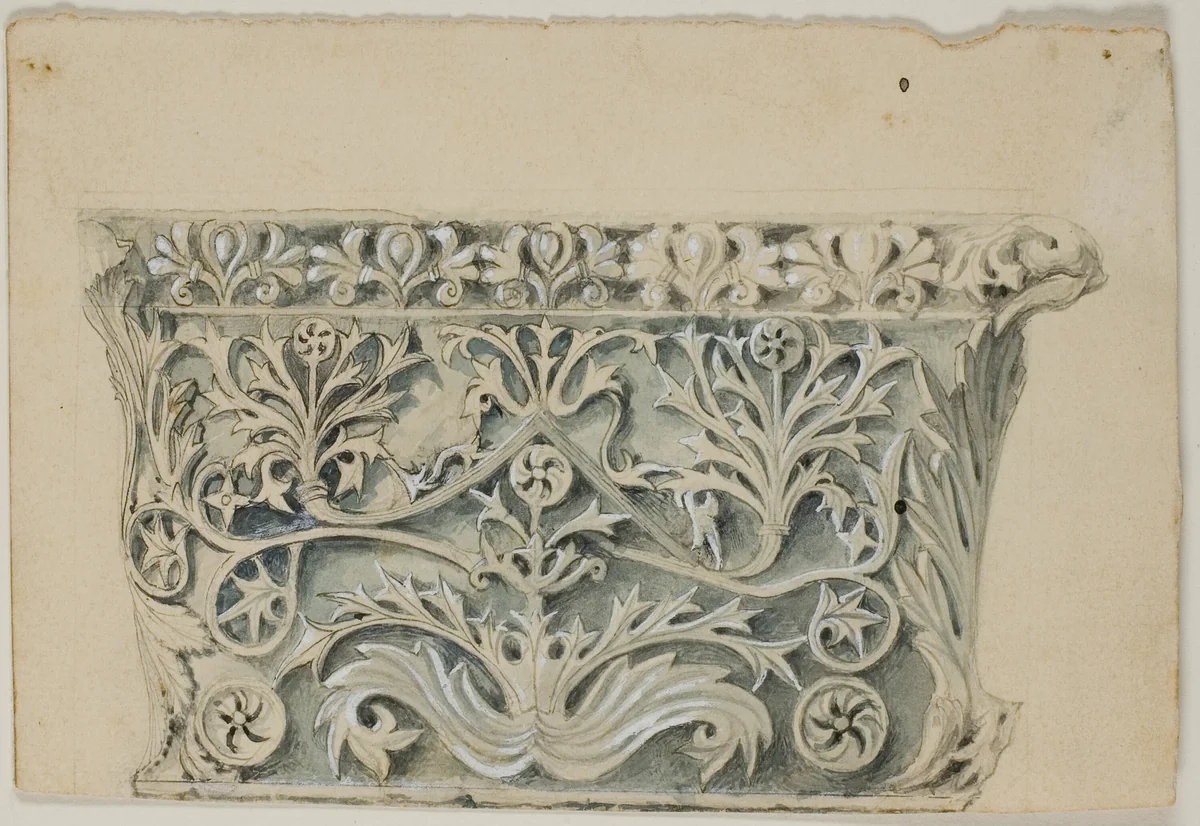Byzantine Column Capital by John Ruskin, drawing, 1839-1900