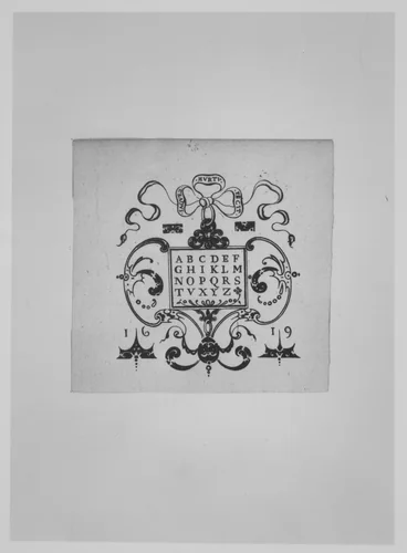 Alphabet Surrounded by Decorative Ornamentation by Jacques Hurtu, print, 1619