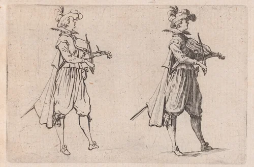 Le Jouer de Violon (The Violin Player), from "Les Caprices" Series B, The Nancy Set by Jacques Callot, print, 1617-1620