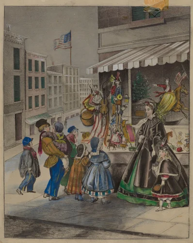 Colored Lithograph: "New Year's Eve" by Mina Lowry, index of american design, 1936