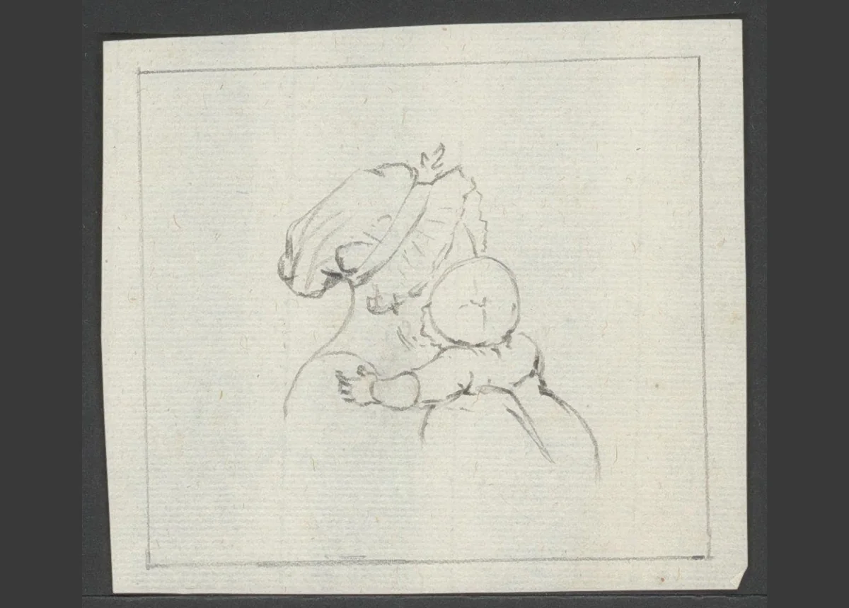 Moeder met kind by anonymous, drawing, 1800-1899
