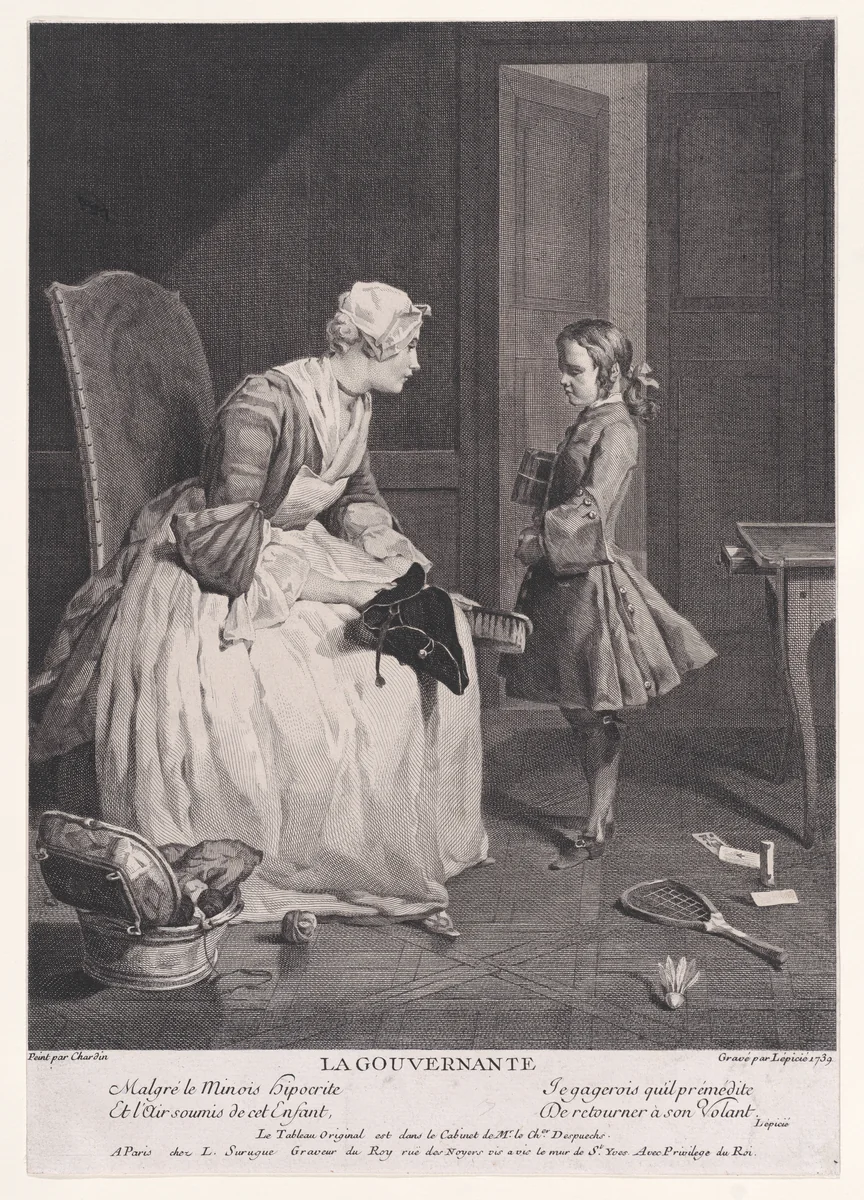 The Governess by Bernard Lepicié, print, 1739