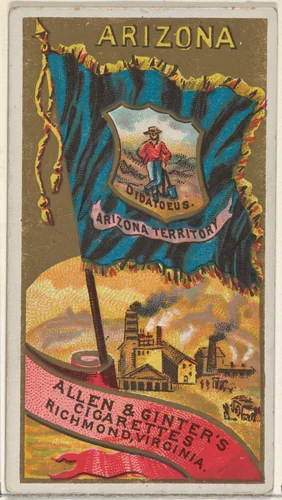 Arizona, from Flags of the States and Territories (N11) for Allen & Ginter Cigarettes Brands by Allen & Ginter, print, 1888