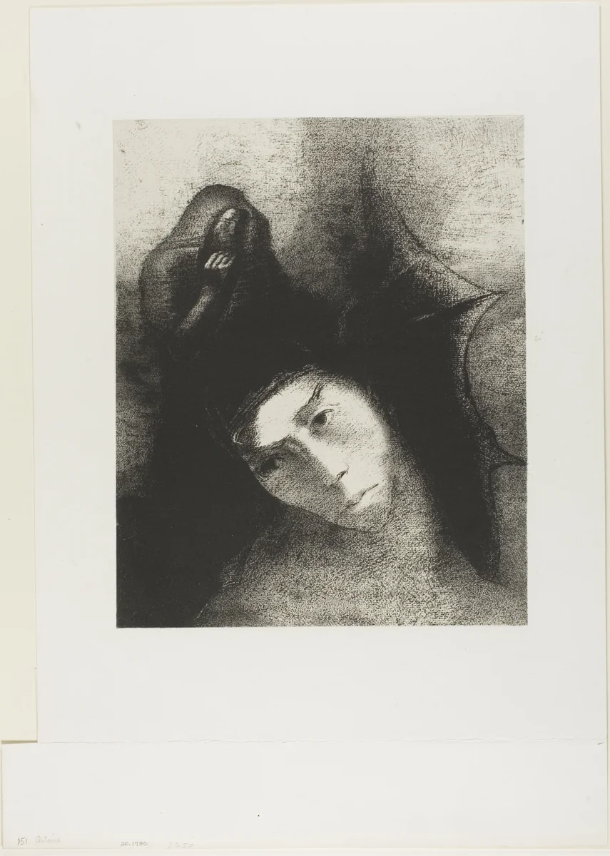 Anthony: "What is the object of all this?" The Devil: "There is no object!", plate 18 of 24 by Odilon Redon, print, 1896