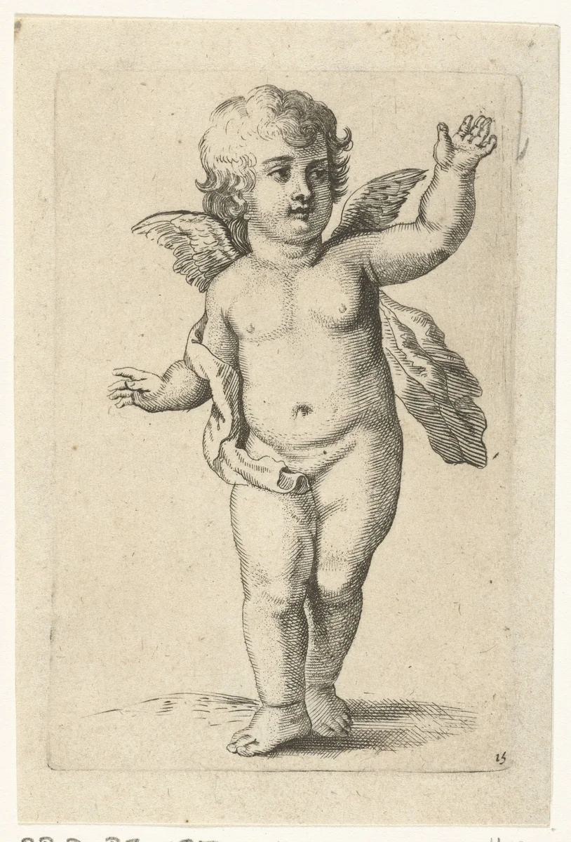 Staand engeltje by Pieter van Avont, print, 1630-1652
