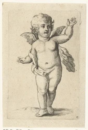 Staand engeltje by Pieter van Avont, print, 1630-1652
