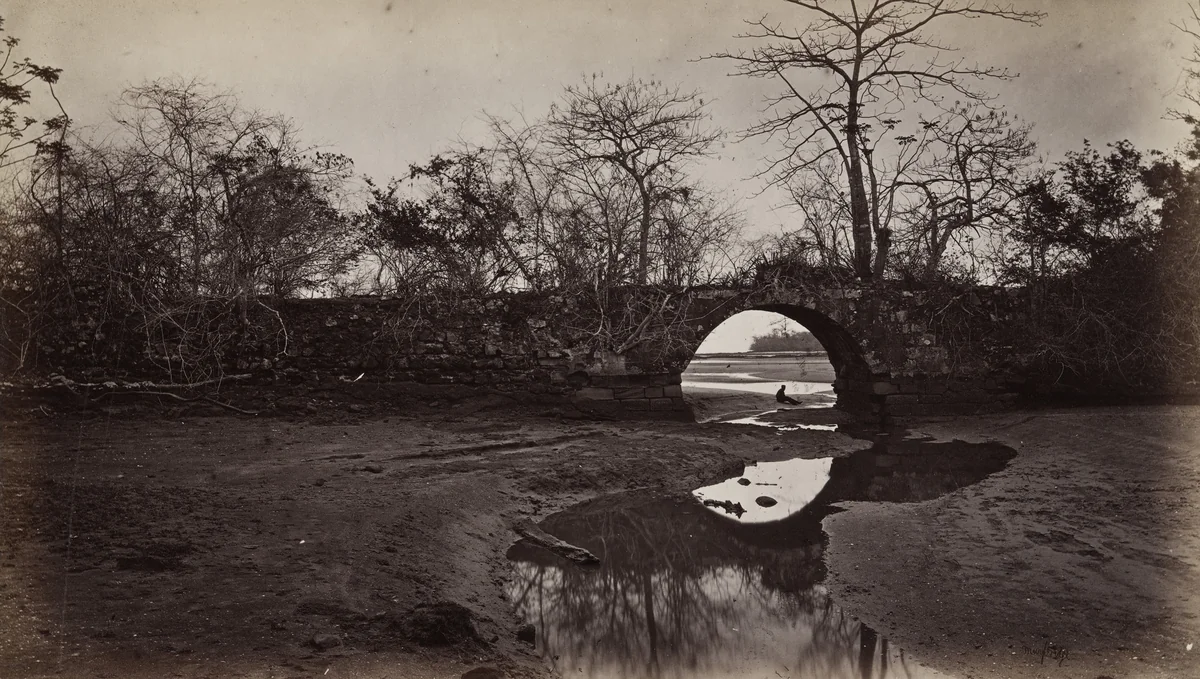 Bridge near the Beach, Old Panama by Eadweard Muybridge, photograph, 1875