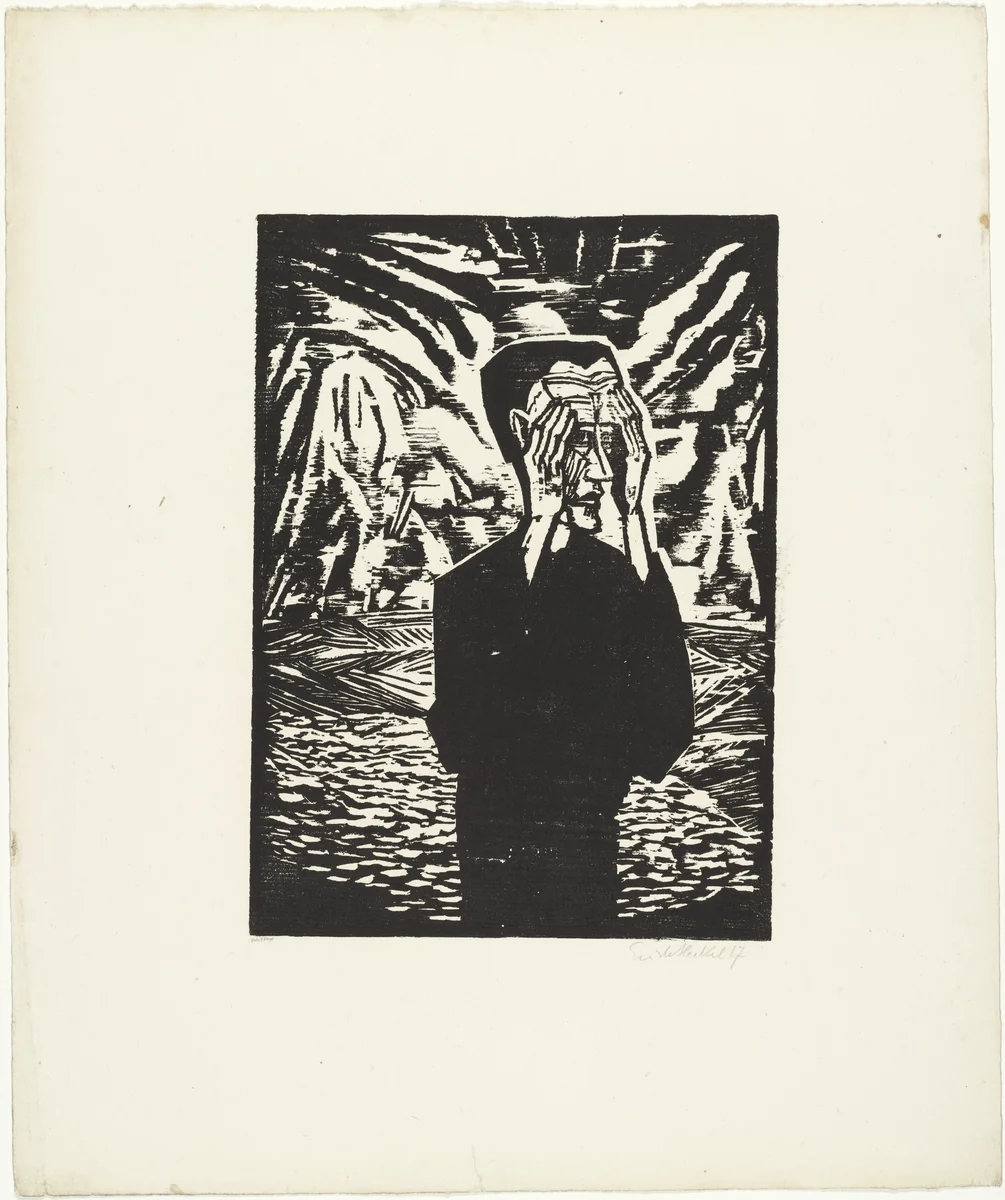 Man on a Plain (Mann in der Ebene) from the portfolio Eleven Woodcuts, 1912-1919 (Elf Holzschnitte, 1912-1919) by Erich Heckel, print, 1917