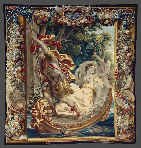 Cleopatra Asked to Pay Tribute to Rome from The Story of Caesar and Cleopatra by Justus van Egmont, textile, 1675-1685