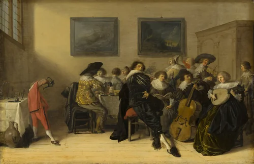 Merry Company Dining and Making Music by Anthonie Palamedesz, painting, 1632