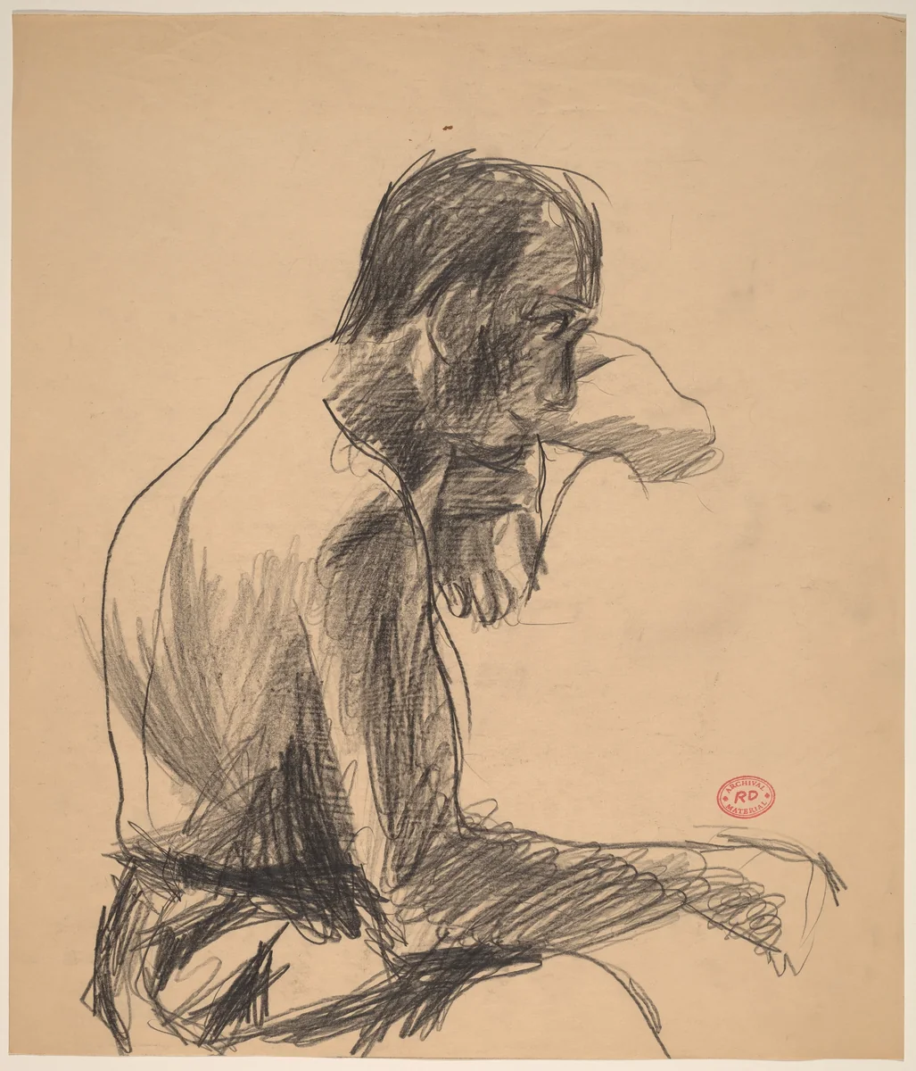 Untitled [figure resting chin on wrist] by Richard Diebenkorn, drawing, 1955-1967