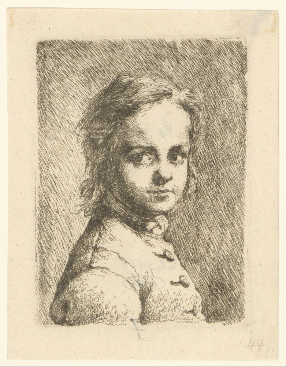 Portret van een onbekende jongen by Bernhard Rode, print, 1735-1797