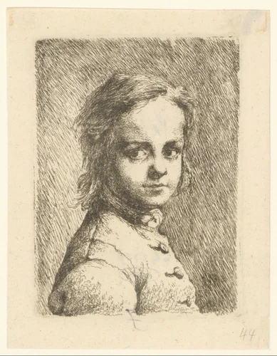 Portret van een onbekende jongen by Bernhard Rode, print, 1735-1797