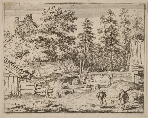 Three Cottages by Allart van Everdingen, print, 1645-1656