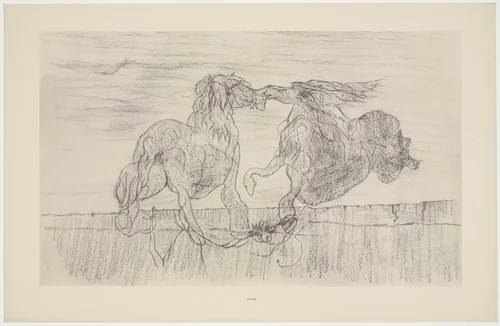 Stallion and Bride of the Wind (L'Étalon et la fiancée du vent) from Natural History (Histoire naturelle) by Max Ernst, print, 1925