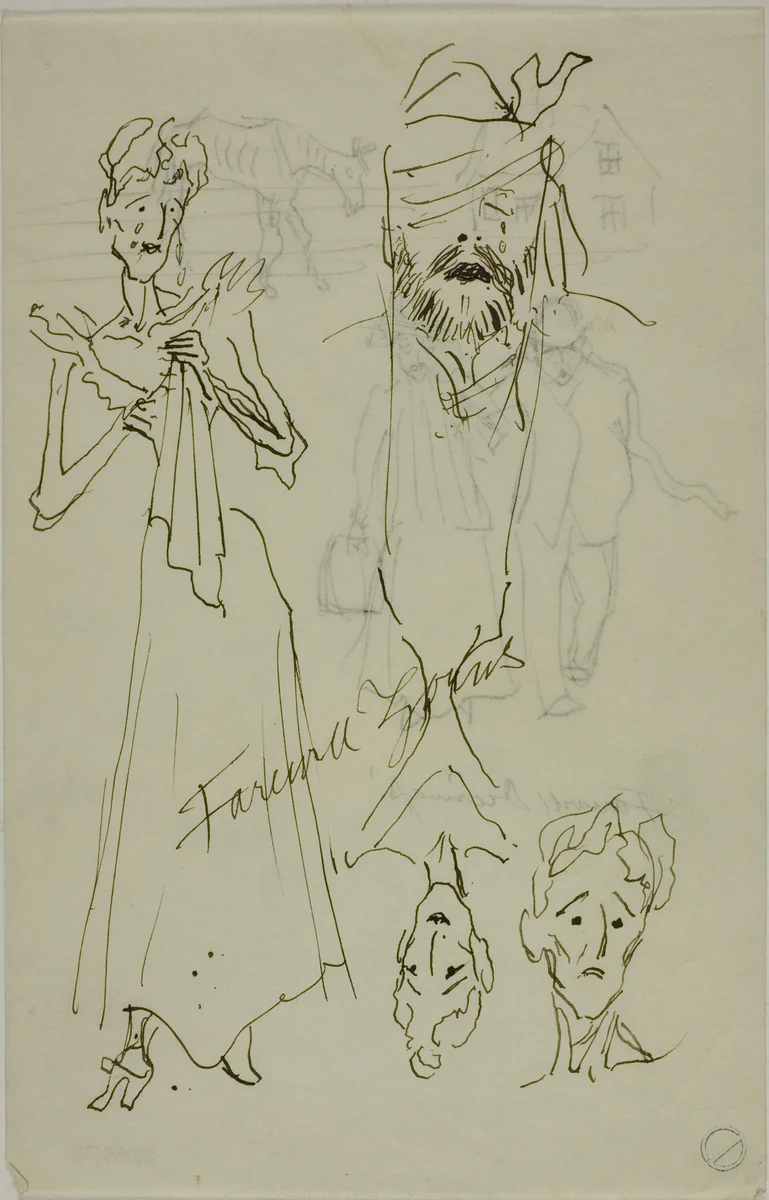 Farewell Zorns (recto); Farewell Deerings (verso) by Anders Zorn, drawing, 1880-1920