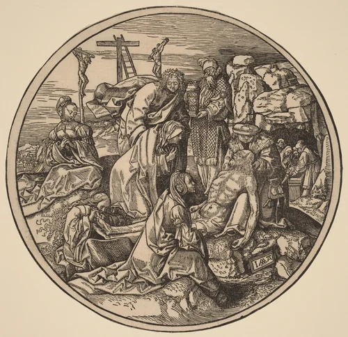 The Lamentation and Entombment by Jacob Cornelisz van Oostsanen, print, 1514
