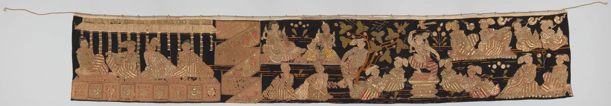Kalaga met een boogschietscène by anonymous, textile, 1700-1900