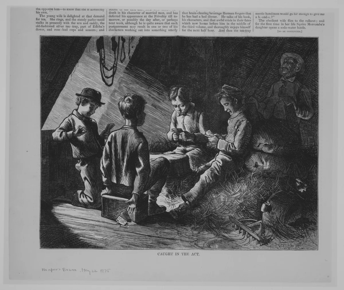 Caught in the Act, from "Harper's Bazar," Vol. VIII by William Ludwell Sheppard, print, 1875