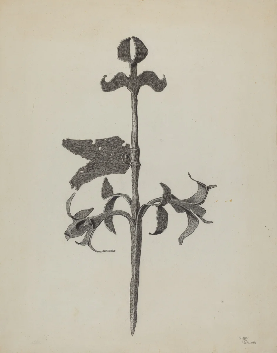 Wrought Iron Weather Vane by Hugh Clarke, index of american design, 1937