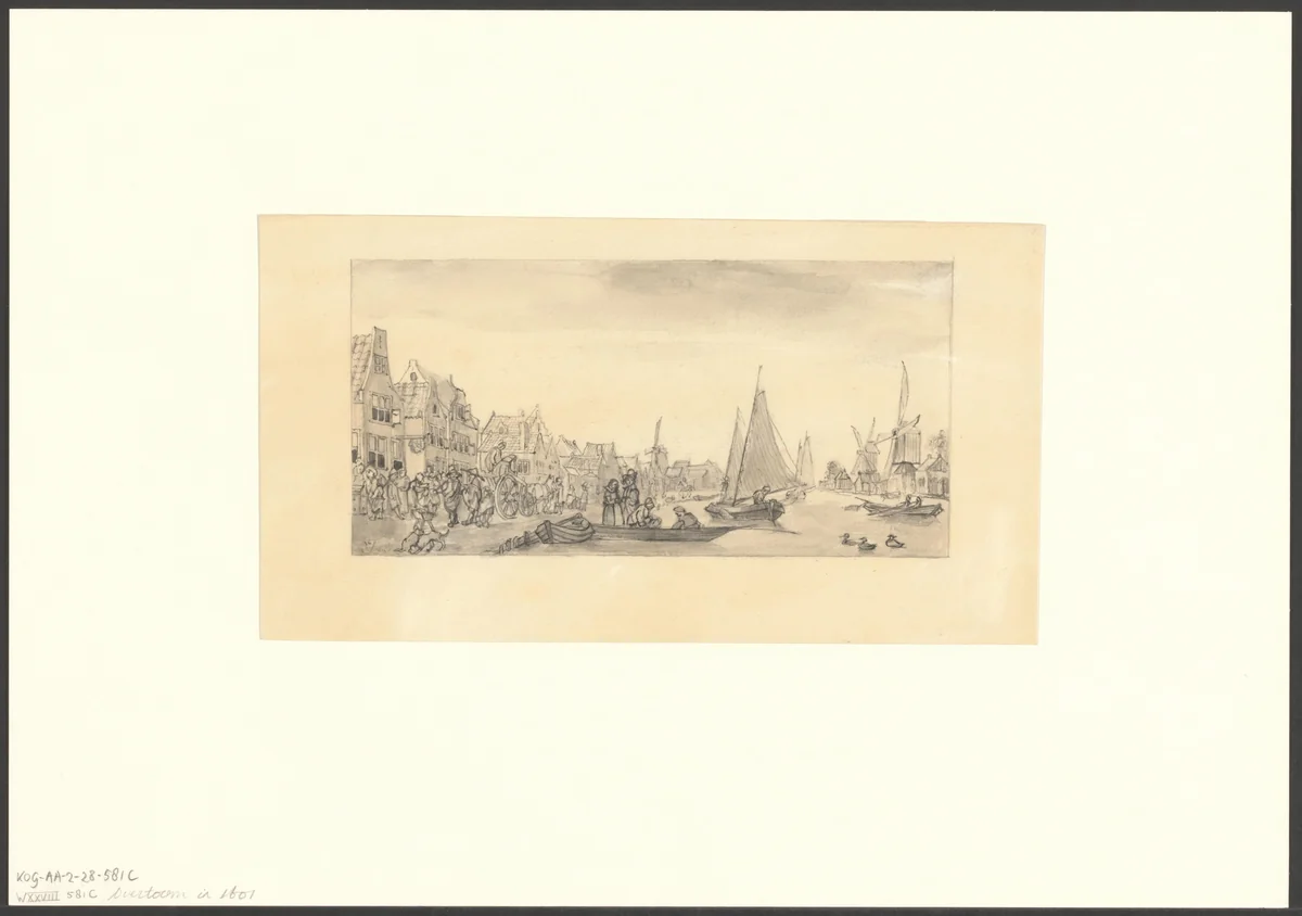 Gezicht op de Overtoom by Unknown, drawing, 1587-1633