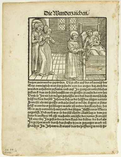 Saint Francis Heals the Grievous Wounds of One John at Lerida, plate two from Woodcuts from Books of the XVI Century by Hieronymus Höltzel, print, 1512
