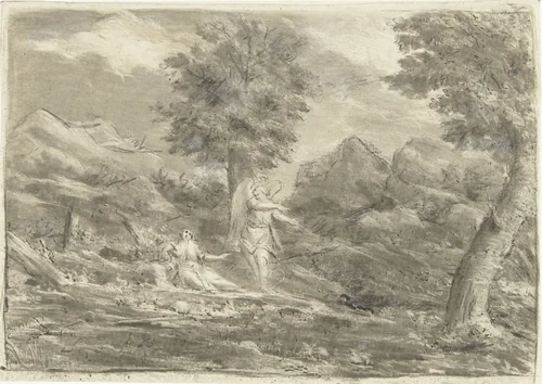Hagar in de woestijn by Jurriaan Cootwijck, print, 1759
