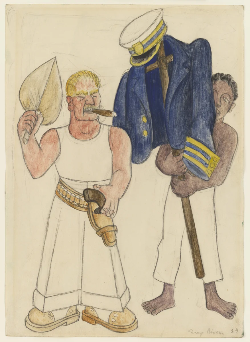 The Captain. Costume design for the ballet H.P. (Horsepower) by Diego Rivera, drawing, 1927