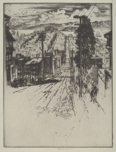 Down and Up the Hills to the Bay, San Francisco by Joseph Pennell, print, 1912