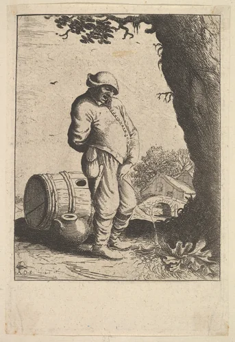 The Pissing Man by Adriaen van Ostade, print, 1610-1685