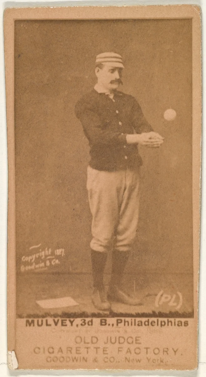 Joseph H. "Joe" Mulvey, 3rd Base, Philadelphia, from the Old Judge series (N172) for Old Judge Cigarettes by Goodwin & Company, photograph, 1887