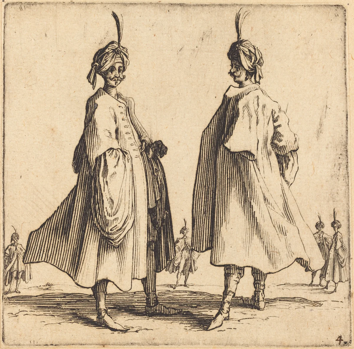 Two Turks by Jacques Callot, print, 1621-1624