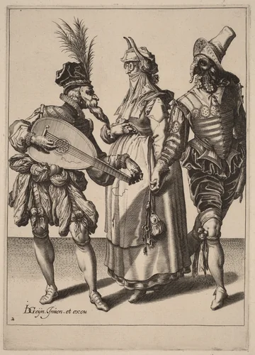 A Couple Addressed by a Lute Player by Zacharias Dolendo; Jacques de Gheyn II, portfolio, 1518-1641