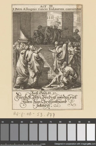 Joden door de woorden van apostel Petrus bekeerd by anonymous, print, 1697