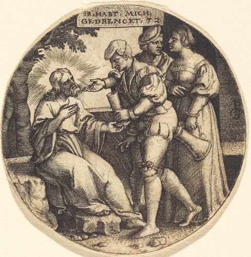 To Give Drink to the Thirsty by Georg Pencz, print, 1500-1550