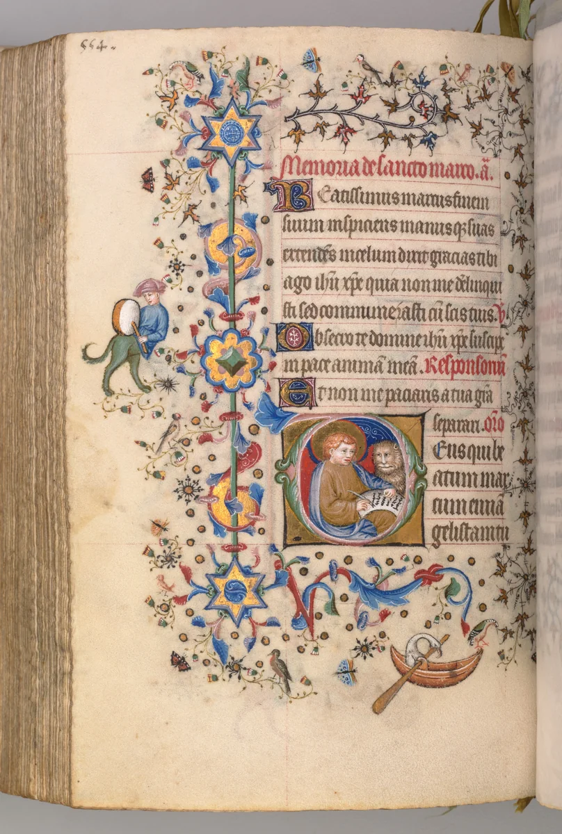 Hours of Charles the Noble, King of Navarre (1361-1425): fol. 271v, St. Mark by Master of the Brussels Initials and Associates, book, 1400-1410