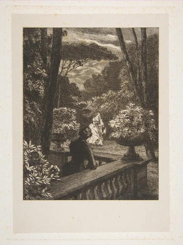Scène dans un parc, le soir by Félix Bracquemond, print, 1856